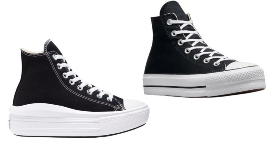 two black and white converse shoes
