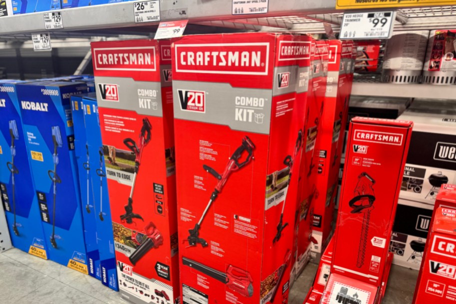 craftsman leaf blower and trimmer combo kit in packaging at lowes