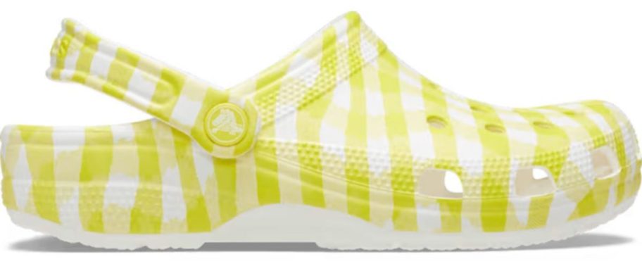yellow and white Crocs Adult Classic Gingham Clog stock image