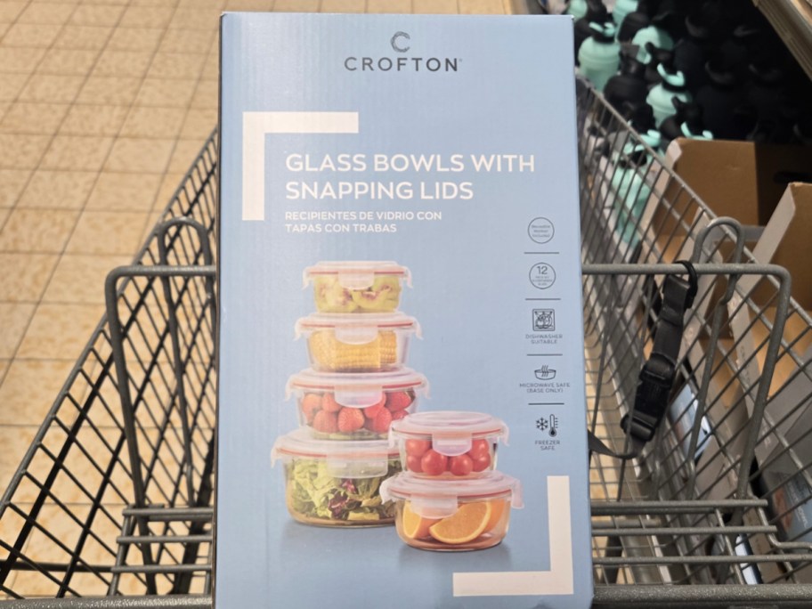 crofton glass bowl set in cart 