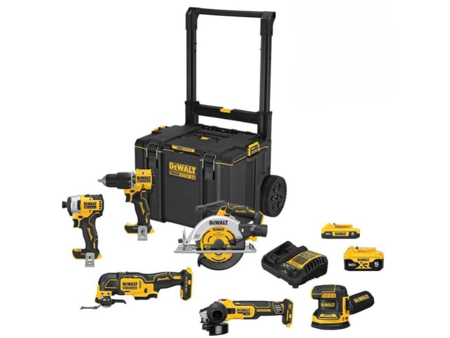 yellow and black DEWALT 20V MAX ToughSystem 6-Tool Cordless Combo Kit stock image