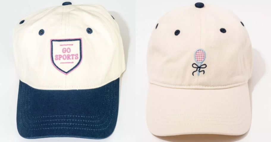 two frasier sterling hat stock images with go sports and a tennis racket on them