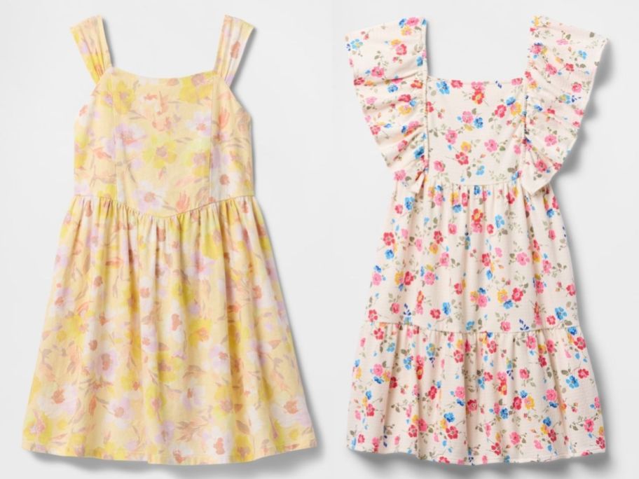 two girls FLORAL PRINT summer dresses
