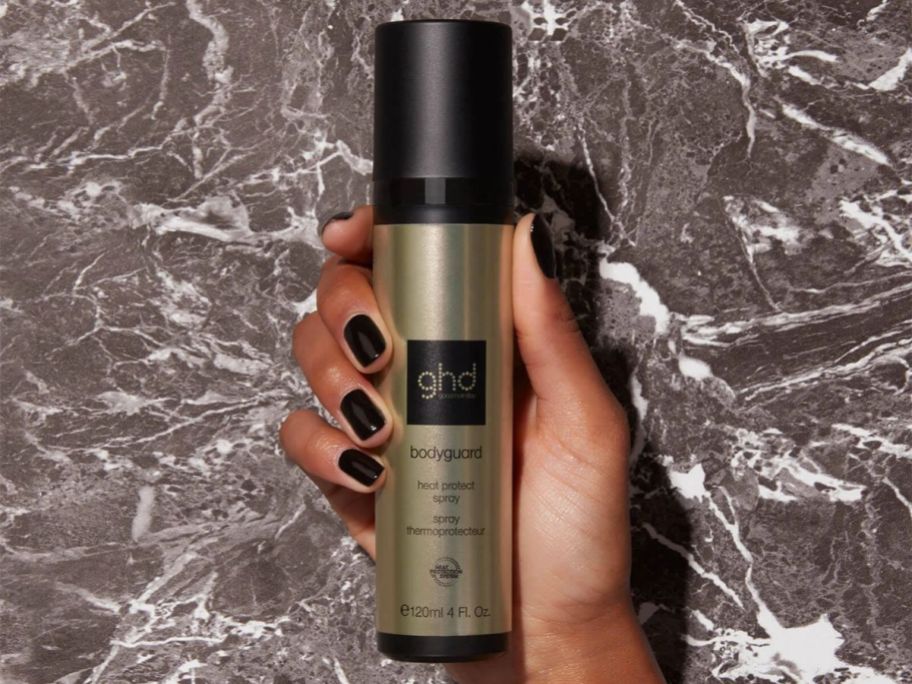 hand holding ghd bodyguard spray