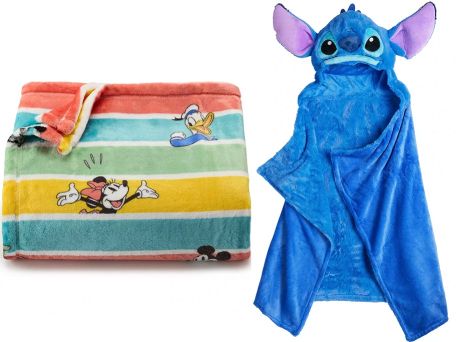 mickey mouse striped blanket and stitch towel 
