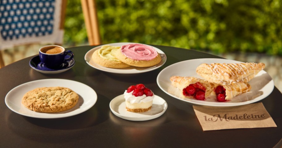pastries and coffee on a restaurant table
