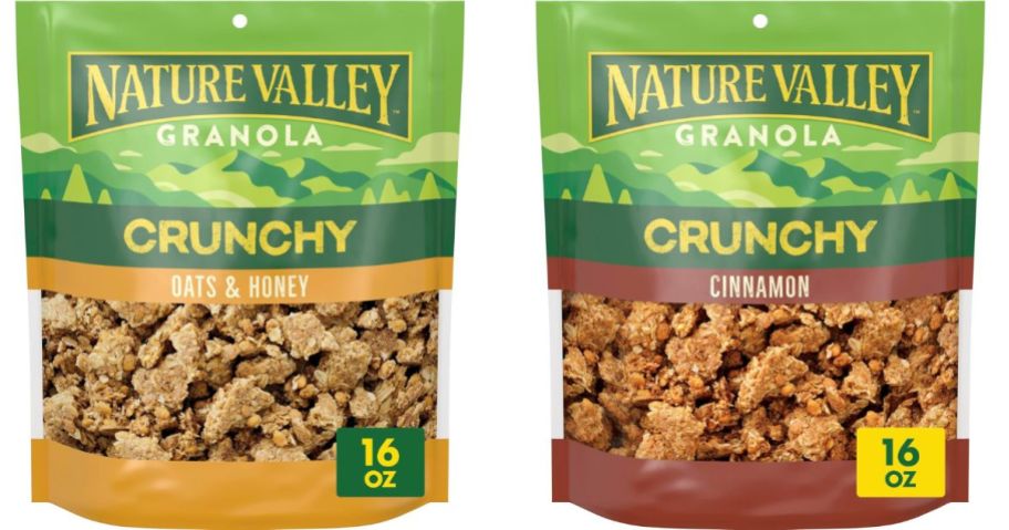 two nature valley granola bag stock images