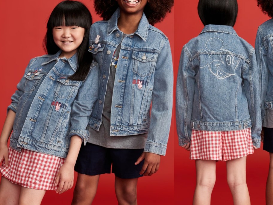 girls wearing Disney Old Navy jean jackets
