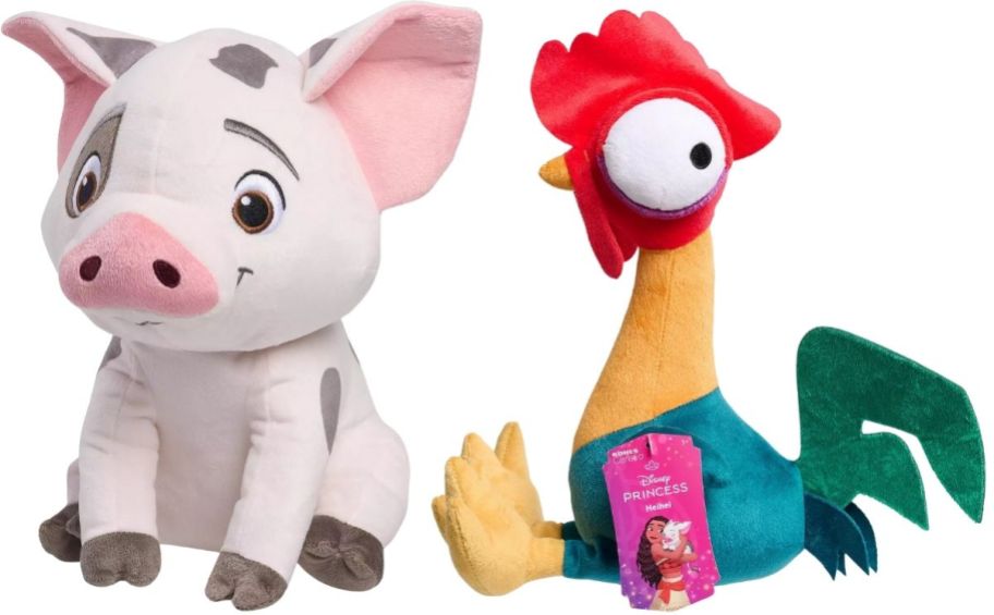 pua pig shown with hei hei rooster plush 