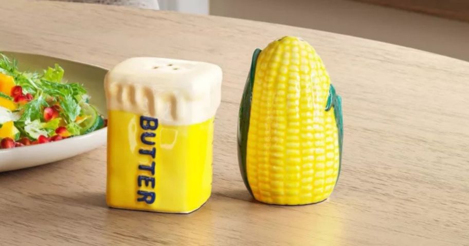 Room Essentials Corn/Butter Salt & Pepper Shaker Set on table