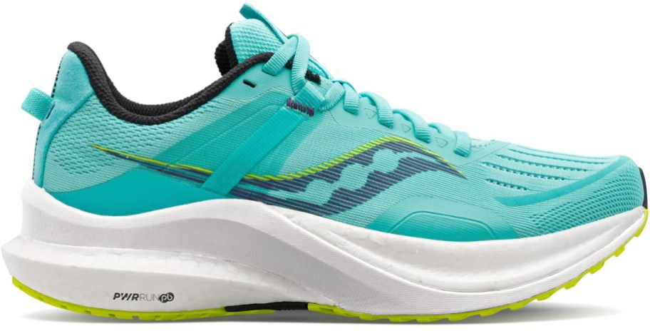 teal and white saucony shoe 