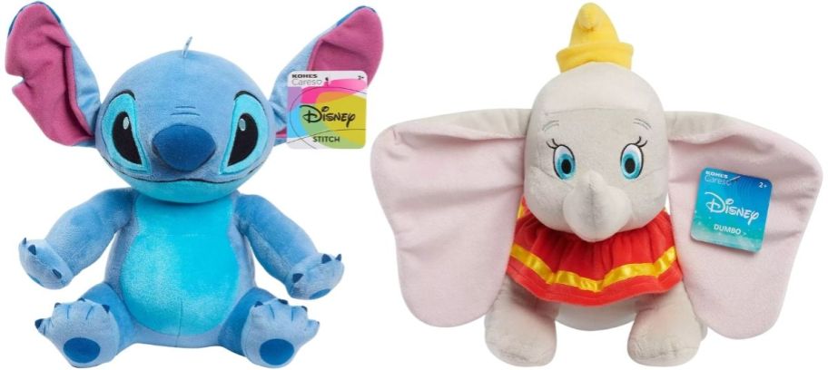 a stich plush and a dumbo plush