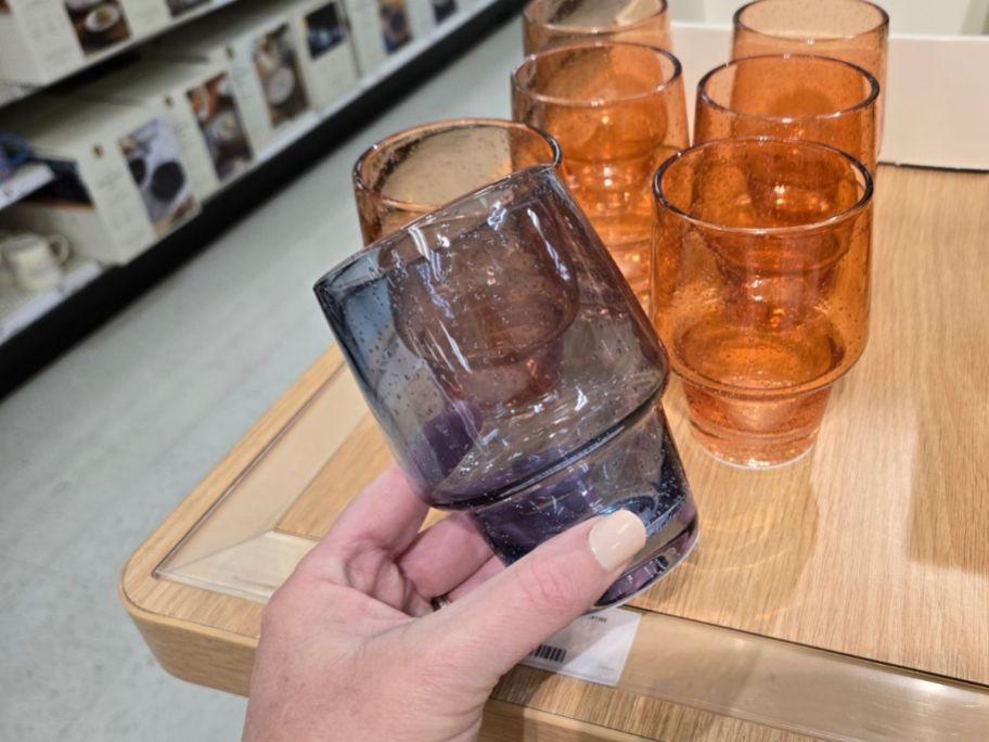 Threshold 11.5oz Stacking Blue Tumbler in hand in store
