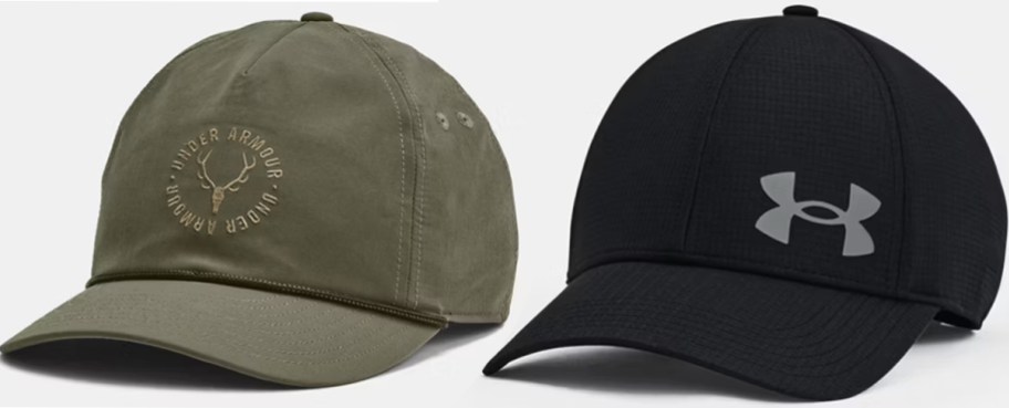 green and black under armour hats 