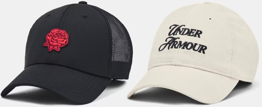 black and white under armour hats 