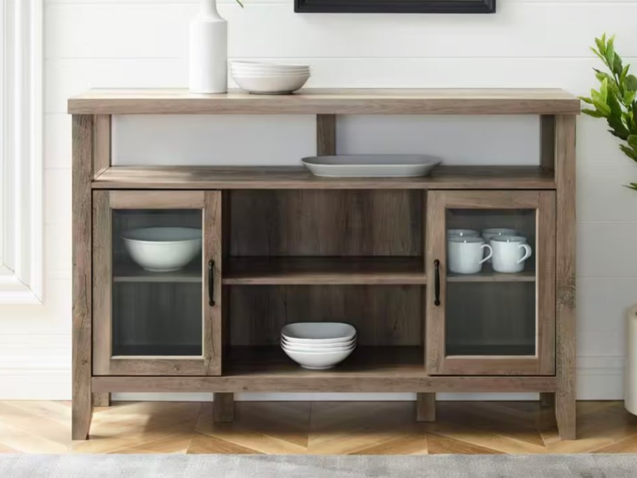 grey wood buffet table 