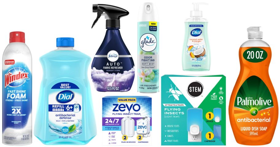 8 household items on a white background