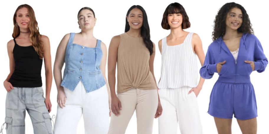 5 women on a white background