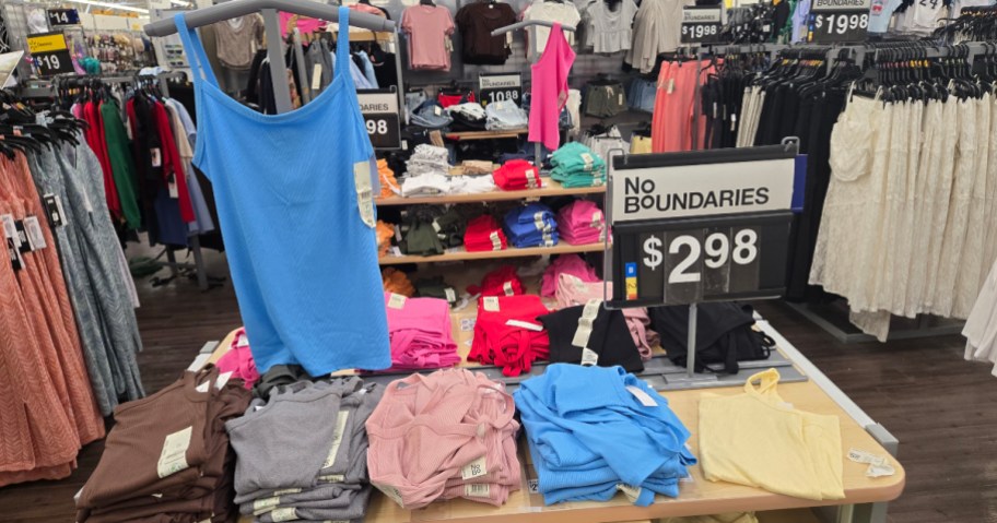 tank tops on dislplay at Walmart