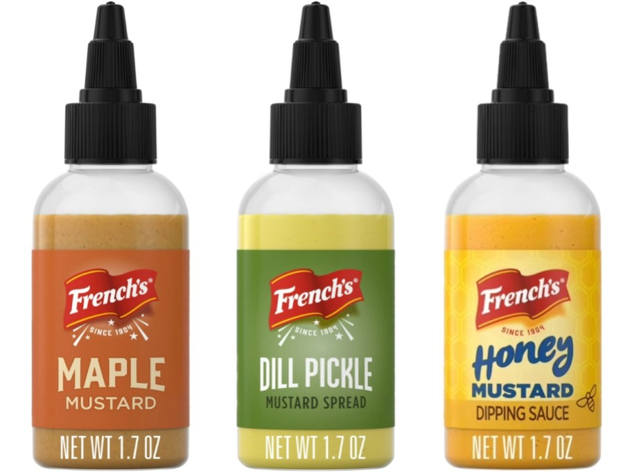 3 mini bottles of French's mustards