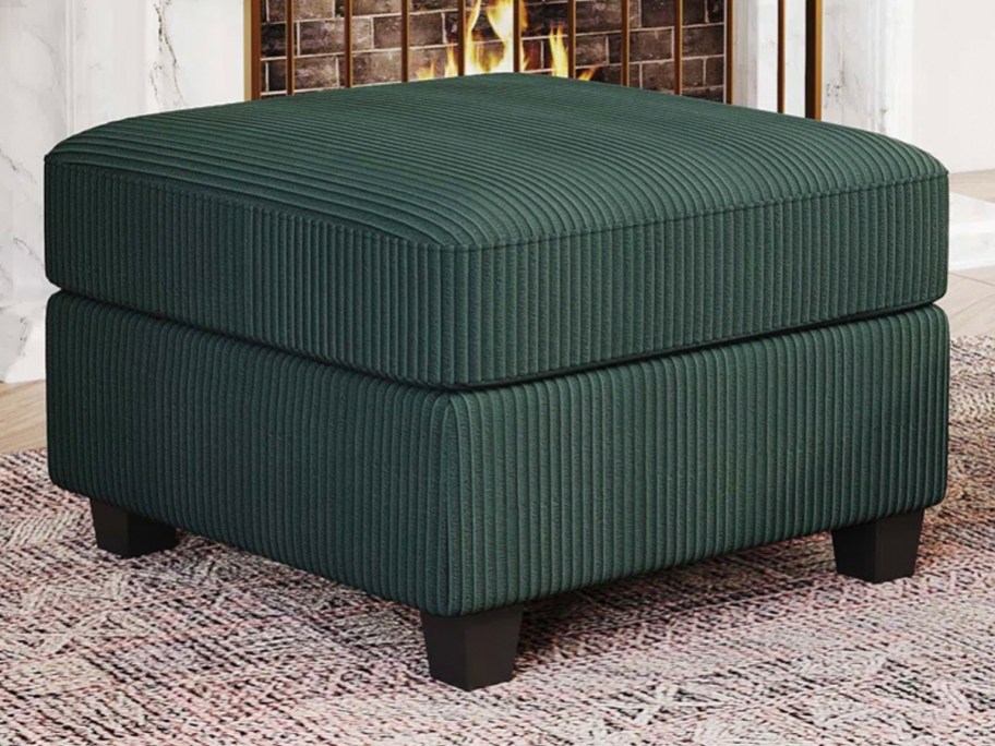 green corduroy ottoman