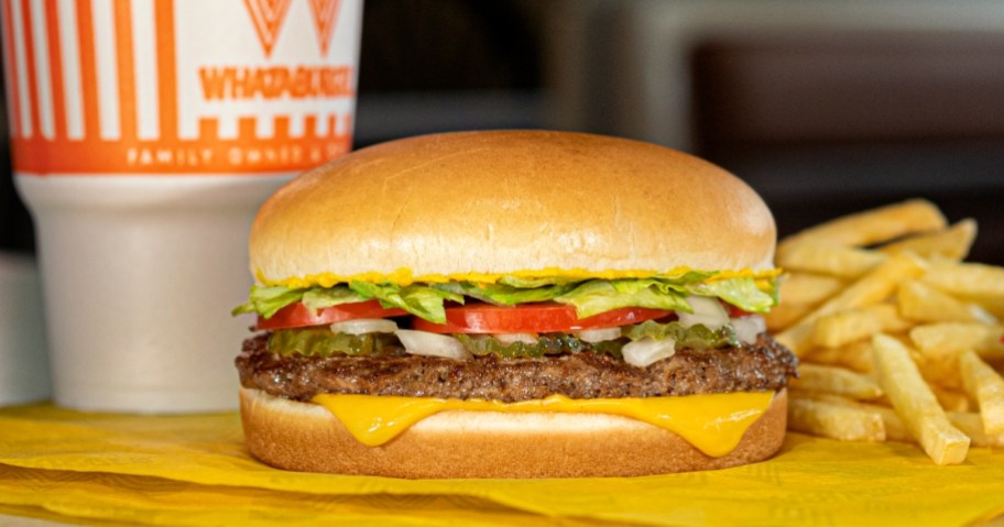 Whataburger, drink and fries