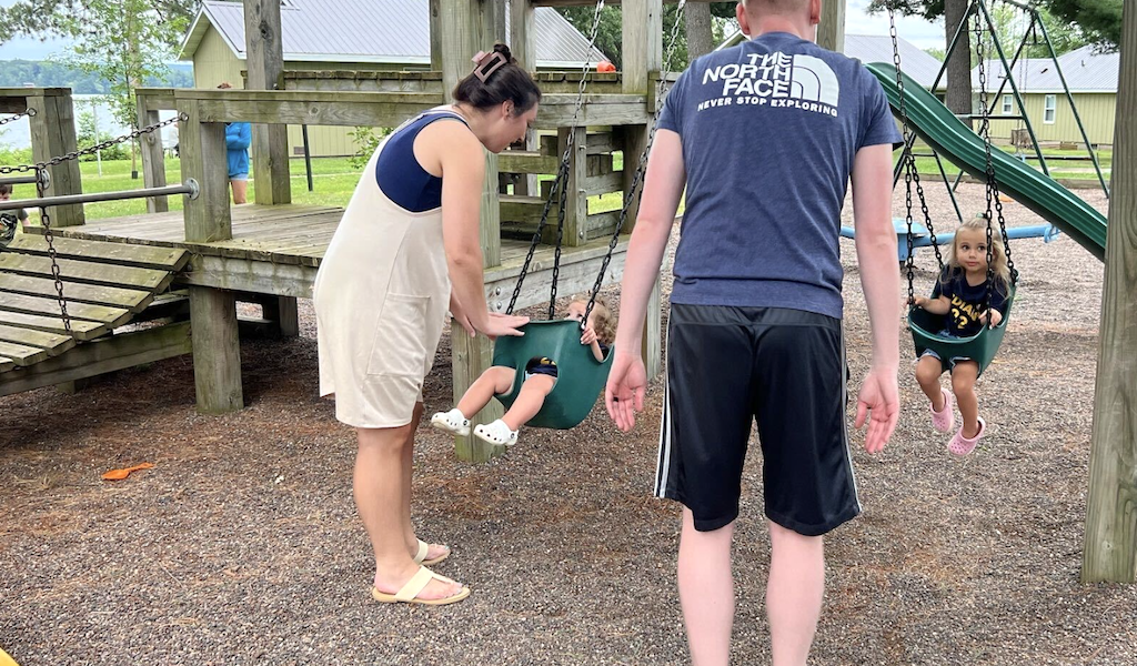 woman wearing romper at playground 
