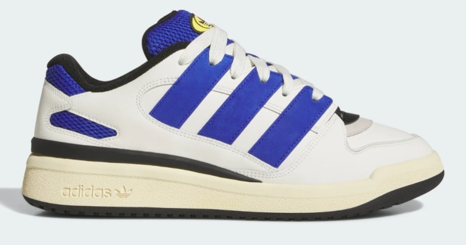 a white, blue, and black adidas men's shoe