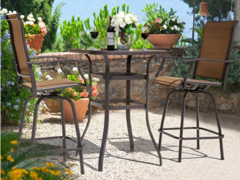 a 3 piece patio bistro set on a patio