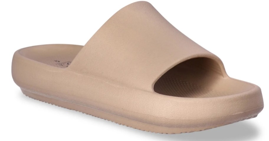 a women's tan slide sandal