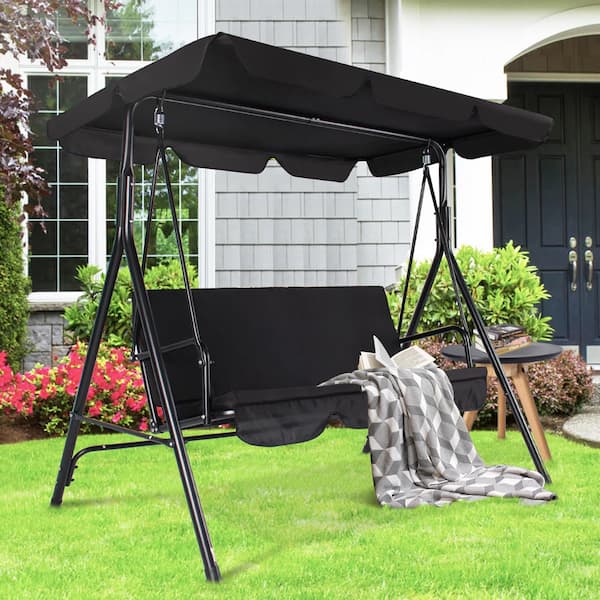 3 Person Porch Swing with Adjustable Canopy