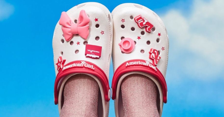 Child's Feet wearing American Girl Clogs
