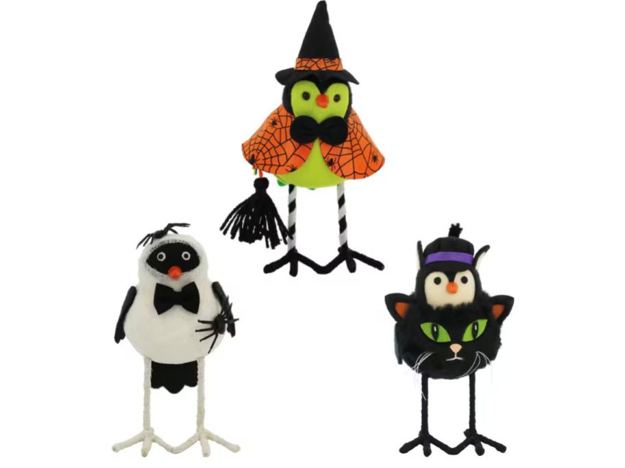 3 birds in Halloween decorative dress