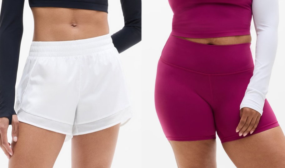 Athleta Mesh Racer Run Mid-Rise 4 Shorts and Transcend High Rise 5in Shorts