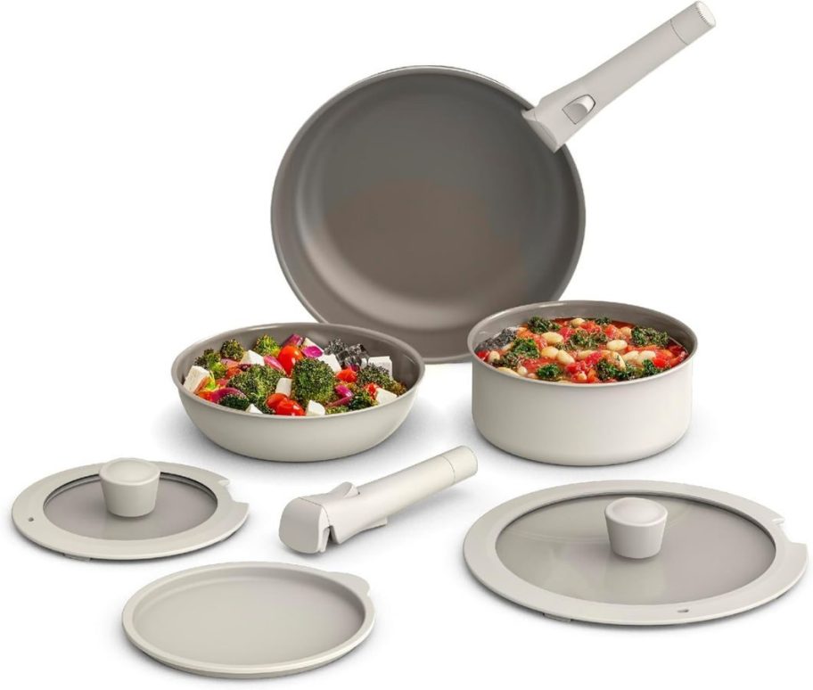 Ceramic cookware pans, stock pot with lids 