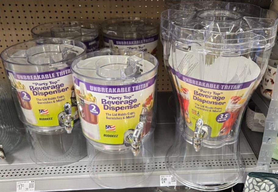 Buddeez Tritan Beverage Dispensers on the Shelf at Walmart
