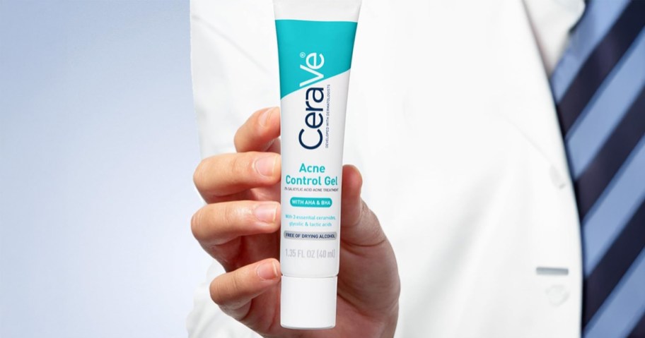 CeraVe Acne Control Gel being held by a person 