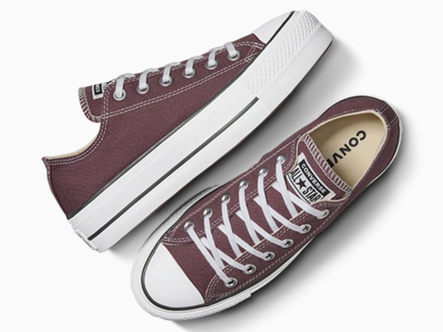 A pair of pink Converse sneakers