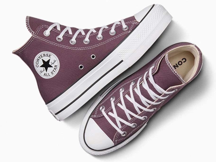 A pair of pink Converse sneakers