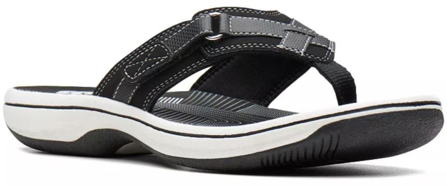 A black and white flip flop