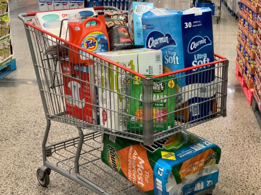 Costco Shopping Cart with merchandise