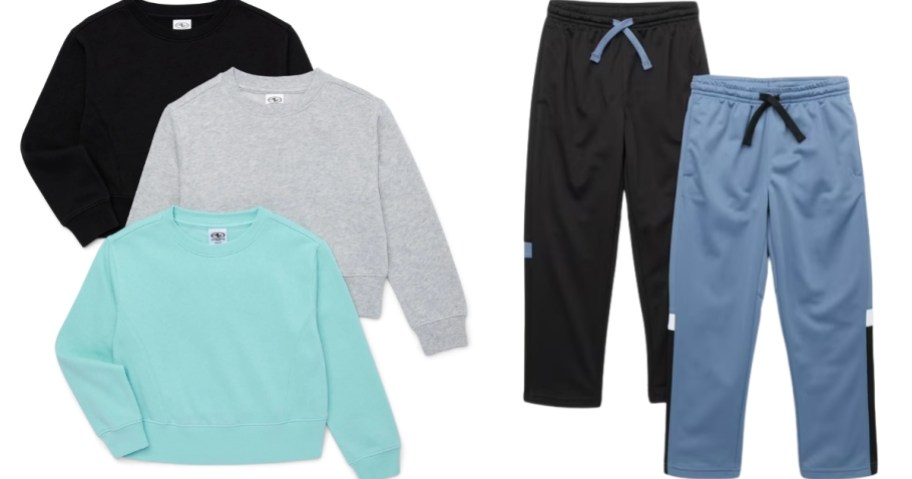 3 girls sweatshirts and 2 boys athletic pants