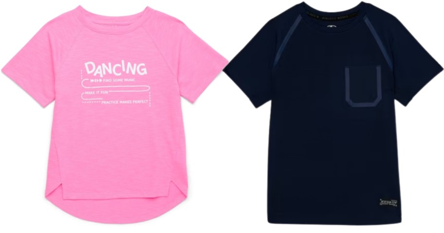a girls graphic tee and a boys tee