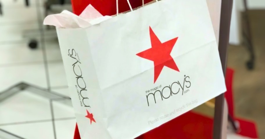a Macys shopping bag