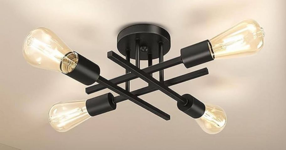 A ceiling with a Tozing 16" Black Farmhouse Modern Sputnik Chandelier
