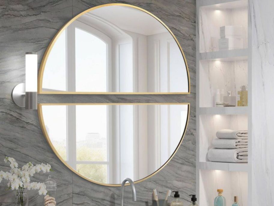 Two Hochwertiges Half Circle Decorative Mirrors oveer a bathroom sink