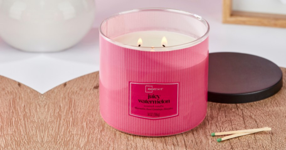 Pink three wick juicy watermelon candle