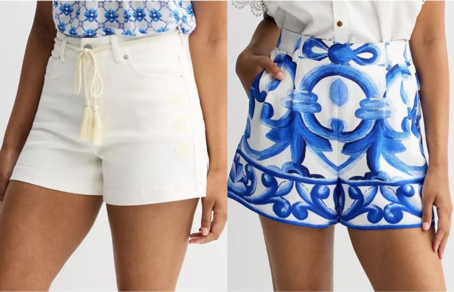 Stock images of two women wearing Farmer's Market shorts