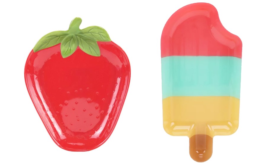 strawberry and popsicle shaped serving trays