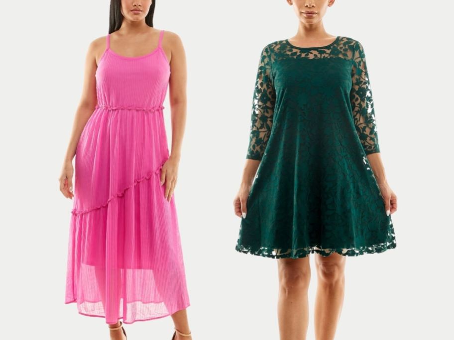 Kohls women's dresses in pink and a long sleeve with green